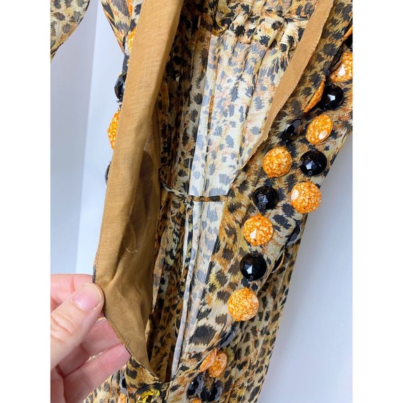 Have Faith Swimwear Leopard Print Coverup, Beaded Rhinestones Details Small - Picture 5 of 14